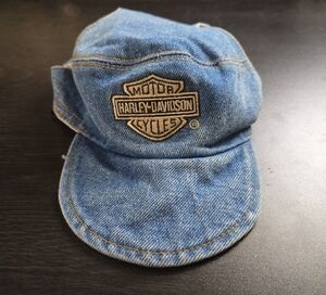 Vintage HARLEY DAVIDSON Dog Hat - Embroidered Patch on Denim Large